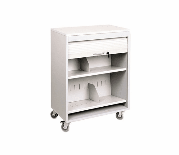 BDY542432 Tambour Locking Medical Cart, 2-Shelf, 26w x 17-3/4d x 34-3/16h, Platinum By BUDDY PRODUCTS