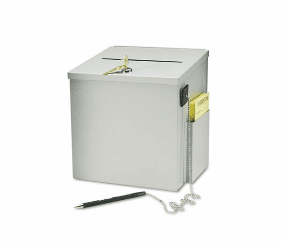 BDY562032 Recycled Steel Suggestion Box with Locking Top, 8 1/2 x 8 x 9 3/4, Platinum By BUDDY PRODUCTS