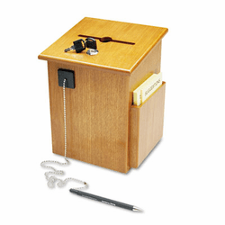 BDY562211 Solid Wood Suggestion Box with Locking Top, 7 1/2 x 7 1/4 x 10, Medium Oak By BUDDY PRODUCTS