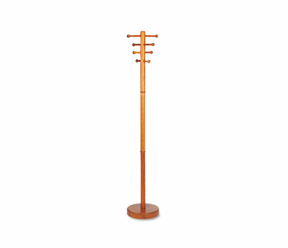 BDY929917 Costumer, Four Ball-Tipped Double-Hooks, Wood, Medium Cherry By BUDDY PRODUCTS