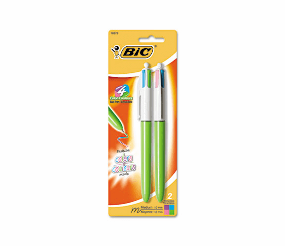 BICAMP21 4-Color Ballpoint Retractable Pen, Assorted Ink, Medium, 2 per Pack By BIC CORP.