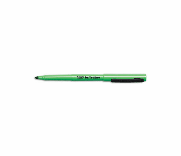BICBL11GN Brite Liner Highlighter, Chisel Tip, Fluorescent Green Ink, 12 per Pack By BIC CORP.