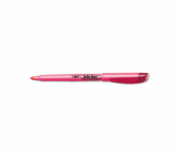 BICBL11PK Brite Liner Highlighter, Chisel Tip, Fluorescent Pink Ink, 12 per Pack By BIC CORP.