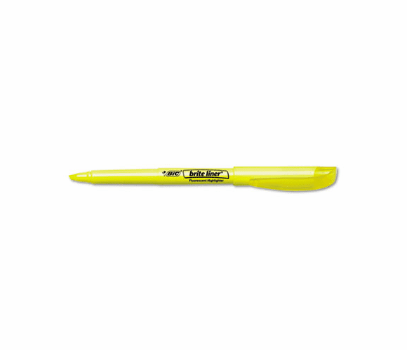 BICBL11YW Brite Liner Highlighter, Chisel Tip, Fluorescent Yellow Ink, 12 per Pack By BIC CORP.