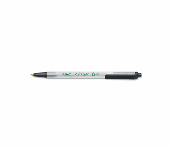 BICCSEM11BK Ecolutions Clic Stic Ballpoint Retractable Pen, Black Ink, Medium, Dozen By BIC CORP.