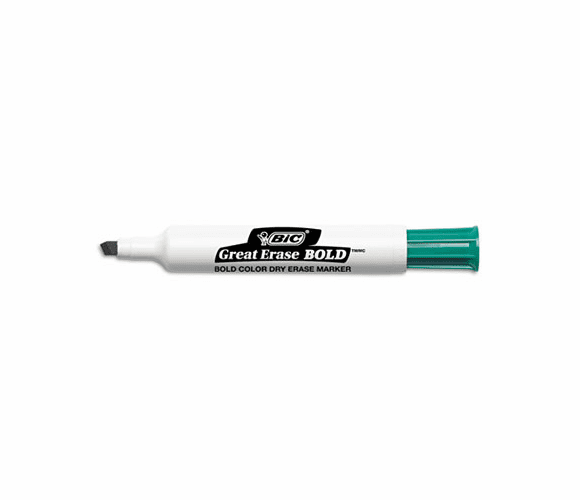BICDEC11GN Great Erase Bold Dry Erase Markers, Chisel Tip, Green, Dozen By BIC CORP.