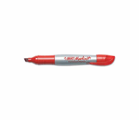 BICGPMM11RD Mark-It Permanent Marker, Chisel Tip, Rambunctious Red, Dozen By BIC CORP.