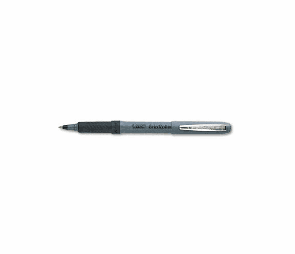 BICGREM11BK Grip Roller Ball Stick Pen, Black Ink, Micro Fine, Dozen By BIC CORP.