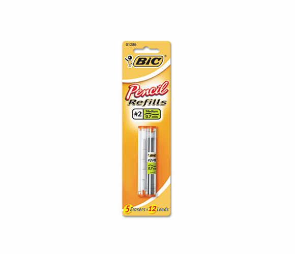 BICLE757P1 Lead/Eraser Refills, 0.7mm, HB, BK, 12/Pack By BIC CORP.