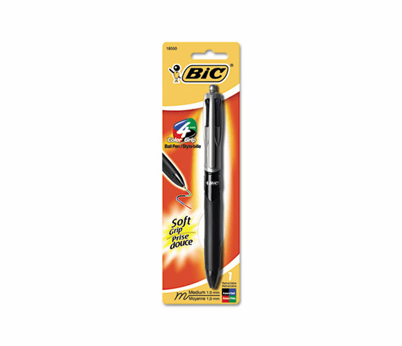 BICMMPGP1 4-Color Grip Ballpoint Retractable Pen, Assorted Ink, with Lanyard, Medium By BIC CORP.