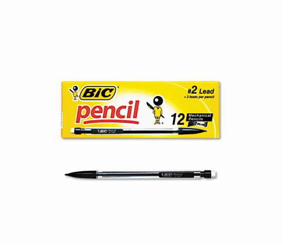 BICMP11 Mechanical Pencil, HB #2, 0.70 mm, Clear Barrel, Refillable, Dozen By BIC CORP.