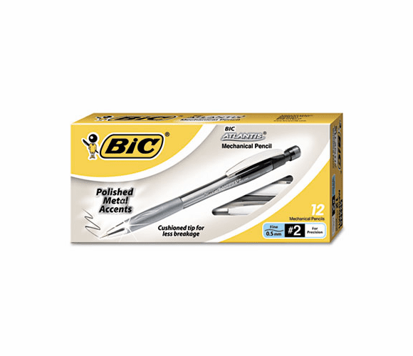 BICMPAFGM11 Atlantis Metal Mechanical Pencil, 0.5 mm, Smoked Gray Barrel, Dozen By BIC CORP.