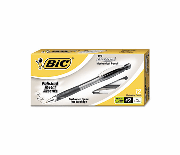 BICMPAGM11 Atlantis Metal Mechanical Pencil, 0.7 mm, Smoked Gray Barrel, Dozen By BIC CORP.