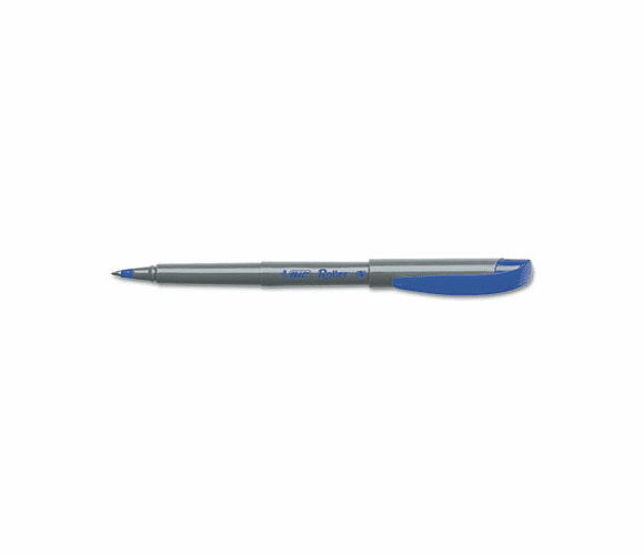 BICRM11BE Stick Roller Pen, Gray Barrel, Blue Ink, Fine Point, 0.70 mm, Dozen By BIC CORP.