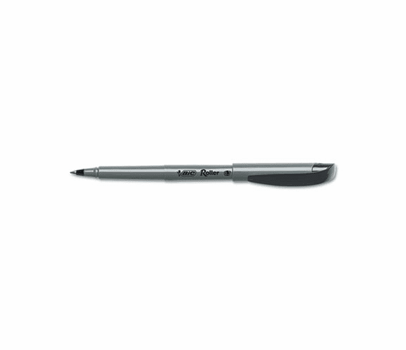 BICRM11BK Stick Roller Pen, Gray Barrel, Black Ink, Fine Point, 0.70 mm, Dozen By BIC CORP.