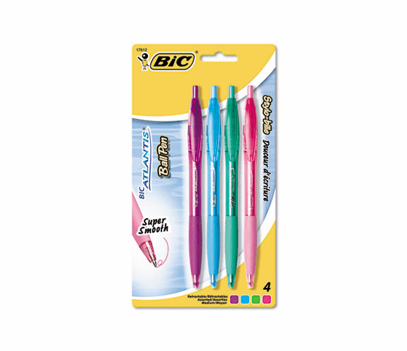 BICVCGAP41ASST Atlantis Ballpoint Retractable Fashion Pen, Assorted Ink, Medium, 4 per Pack By BIC CORP.