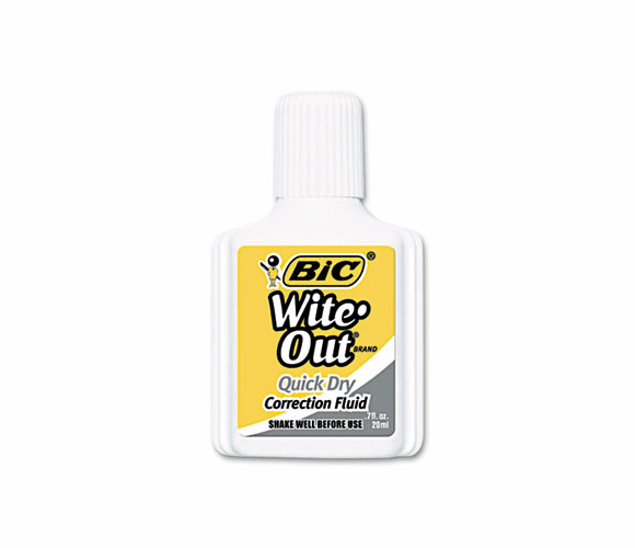 BICWOFQD12WE Wite-Out Quick Dry Correction Fluid, 20 ml Bottle, White, 12/Pack By BIC CORP.