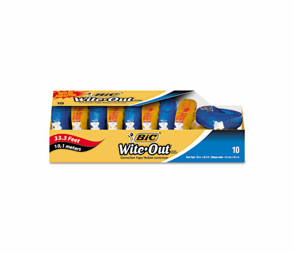 BICWOTAP10 Wite-Out EZ Correct Correction Tape, Non-Refillable, 1/6" x 472", 10/Pack By BIC CORP.