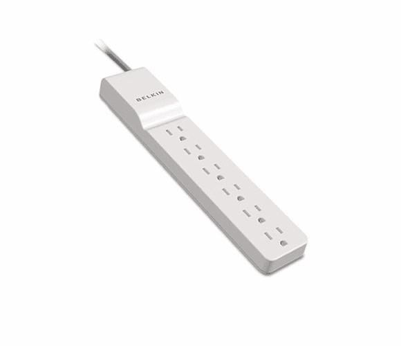 BLKBE10600008R Surge Protector, 6 Outlets, 360 Degree Rotating Plug, 8ft Cord, White By BELKIN COMPONENTS