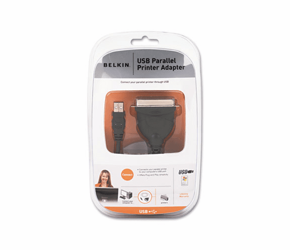 BLKF5U002V1 Centronics 36 Male USB Serial to USB Parallel Adapter, Printer to Computer, 6-ft By BELKIN COMPONENTS