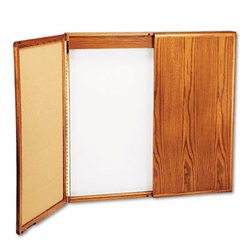 BLT20511 Wood Conference Room Cabinet, Dry Erase/Cork Boards, 48 x 5 x 48, Medium Oak By BALT INC.