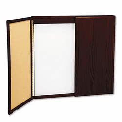 BLT20631 Wood Conference Room Cabinet, Dry Erase/Cork Boards, 48 x 5 x 48, Mahogany By BALT INC.