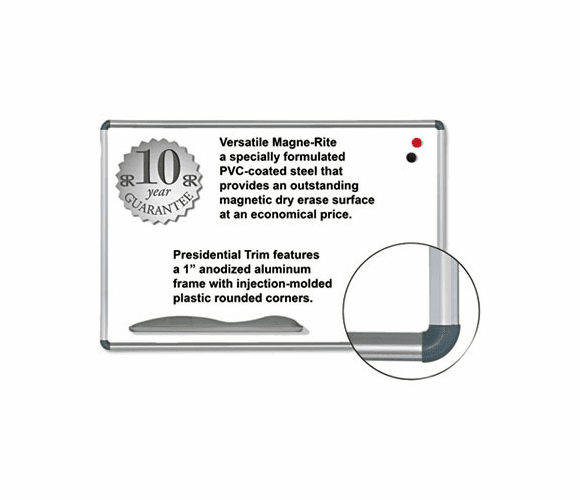 BLT219PB Magne-Rite Magnetic Dry Erase Board, 36 x 24, White, Silver Frame By BALT INC.