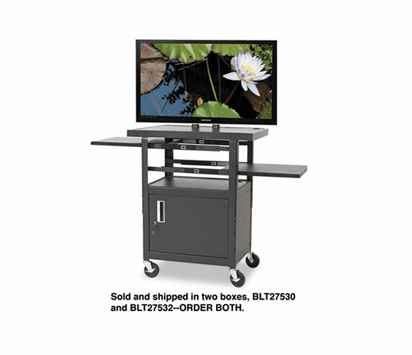 BLT27530 Height-Adjustable Flat Panel TV Cart, 4-Shelf, 24w x 18d x 46h, Black By BALT INC.
