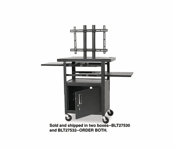 BLT27532 Height-Adjustable Flat Panel TV Cart, 4-Shelf, 24w x 18d x 46h, Black By BALT INC.