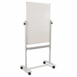 BLT62382 Mobile Reversible Whiteboard, White/Silver, 30w x 40h By BALT INC.
