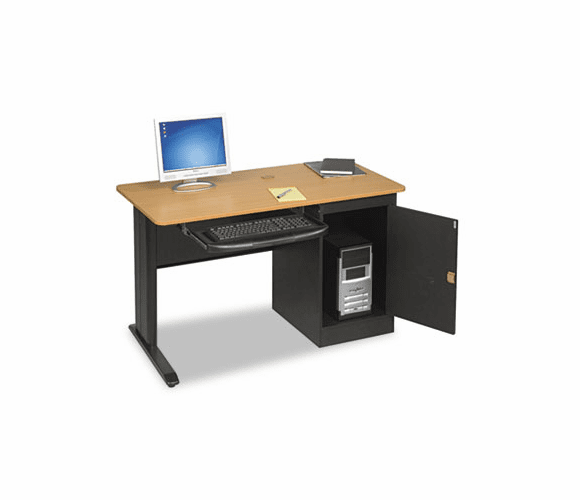 BLT89843 LX48 Computer Security Workstation, 48w x 24d x 28-3/4h, Teak/Black By BALT INC.