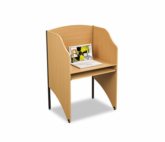 BLT89868 Floor Carrel, Laminate, 32-3/4w x 24-1/2d x 48h, Teak By BALT INC.