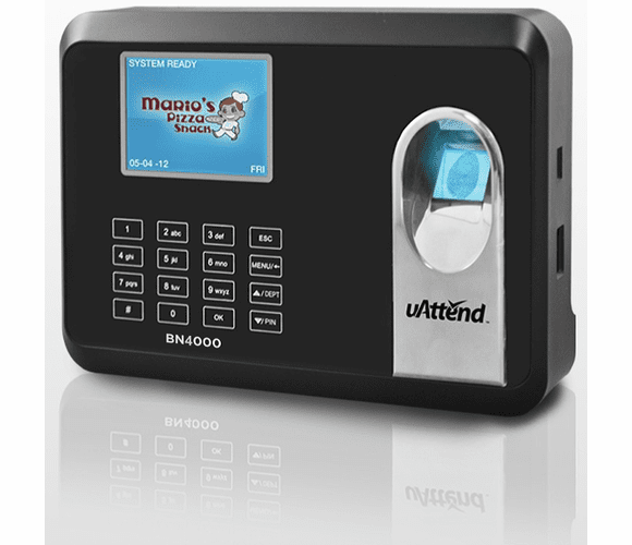 BN4000 Biometric Fingerprint Time Clock. Plug 'n Play WiFi Ready! By uAttend