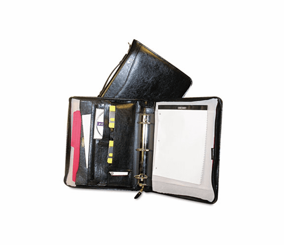 BND541060BLK Portfolio w/Ring Binder, Suede Lined, Zipper, Assorted Pockets, Black By BOND STREET LTD.