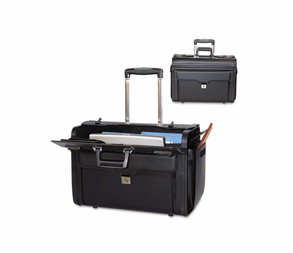 BND546110BLK Rolling Computer/Catalog Case, Leather, 19 x 9 x 15-1/2, Black By BOND STREET LTD.