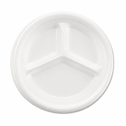 BWK9UNLAM3C Non-Laminated Foam Dinnerware,3-Compartment Plate, 8 7/8" Dia, White, 500/Carton By BOARDWALK