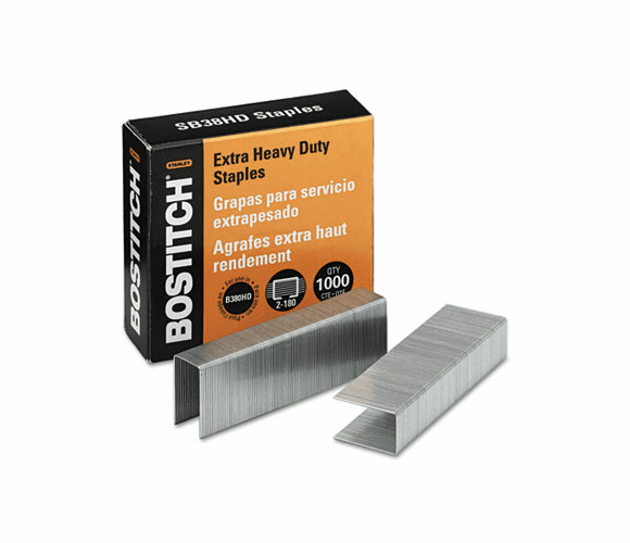 BOSSB38HD1M Heavy-Duty Staples for B380HD-Blk Auto 180 Stapler, 1,000/Box By STANLEY BOSTITCH