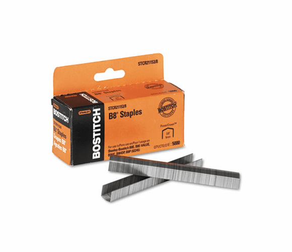 BOSSTCR211538 B8 Powercrown Staples, 3/8 Inch Leg Length, 5,000/Box By STANLEY BOSTITCH
