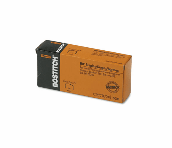 BOSSTCRP211514 Full Strip B8 Staples, 1/4 Inch Leg Length, 5,000/Box By STANLEY BOSTITCH