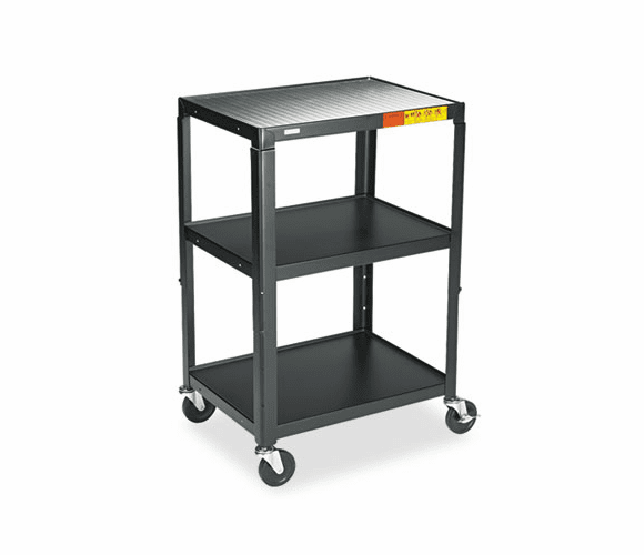BREA2642 5-In-1 Standard Adjustable AV Cart/Stand, 3-Shelf, 24 x 18 x 42, Black By BRETFORD MFG CO