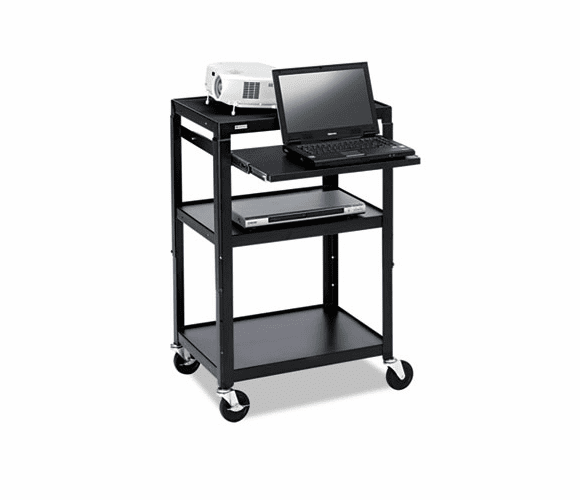 BREA2642NSE Adjustable Projector Cart, 3-Shelves, Steel, 24w x 18d x 26-42h, Black By BRETFORD MFG CO