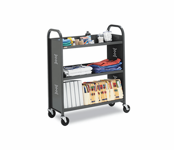 BRETMF01ANMBT TechMark Book & Utility Truck, 3-Shelf, 26w x 14d x 43h, Anthracite By BRETFORD MFG CO
