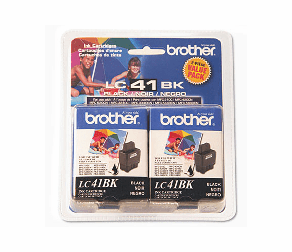 BRTLC41BK2PKS LC41BK2PKS Ink, 500 Page-Yield, 2/Pack, Black By BROTHER INTL. CORP.
