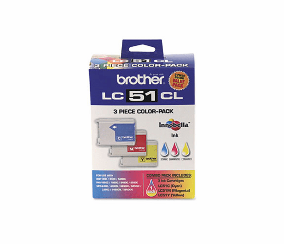 BRTLC513PKS LC513PKS Ink, 400 Page-Yield, 3/Pack, Tri-Color By BROTHER INTL. CORP.