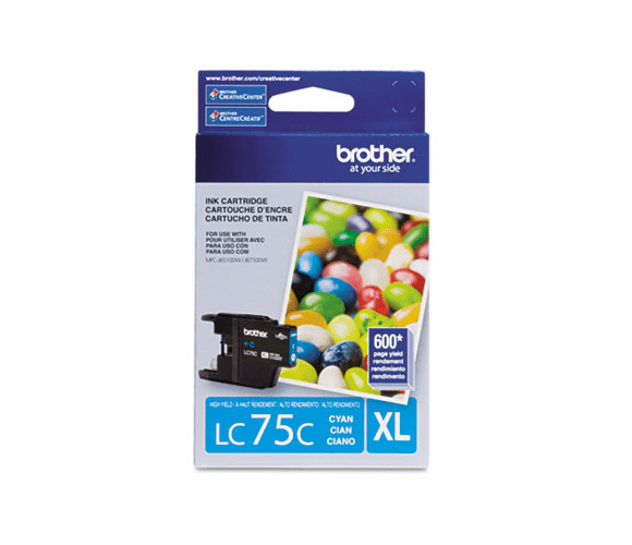 BRTLC75C LC75C (LC-75C) High-Yield Ink, 600 Page-Yield, Cyan By BROTHER INTL. CORP.