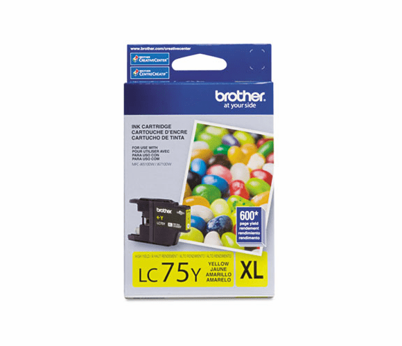 BRTLC75Y LC75Y (LC-75Y) High-Yield Ink, 600 Page-Yield, Yellow By BROTHER INTL. CORP.