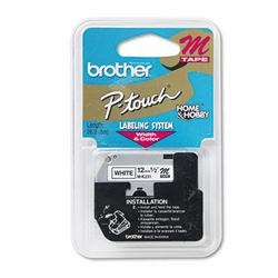 BRTM231 M Series Tape Cartridge for P-Touch Labelers, 1/2w, Black on White By BROTHER INTL. CORP.