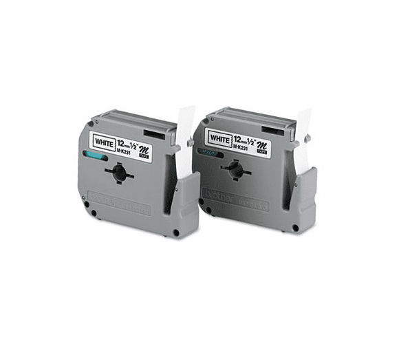 BRTM2312PK M Series Tape Cartridges for P-Touch Labelers, 1/2w, Black on White, 2/Pack By BROTHER INTL. CORP.