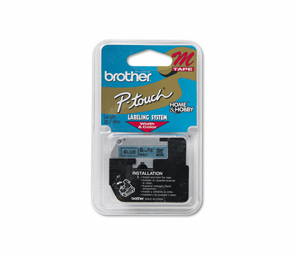 BRTM521 M Series Tape Cartridge for P-Touch Labelers, 3/8w, Black on Blue By BROTHER INTL. CORP.