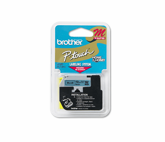 BRTM531 M Series Tape Cartridge for P-Touch Labelers, 1/2w, Black on Blue By BROTHER INTL. CORP.